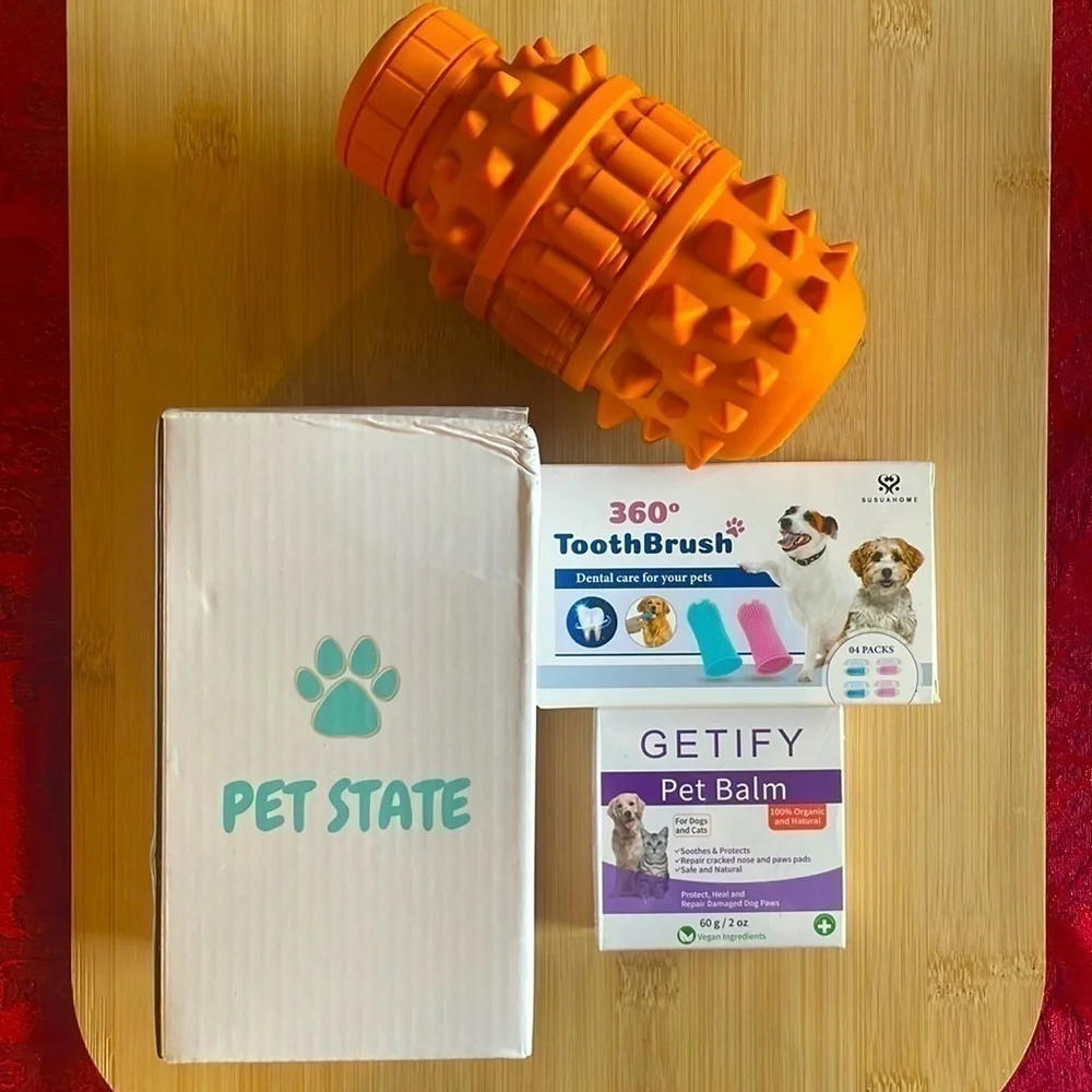 Brand New Dog Bundle of Teeth Cleaning Chew Toy, Toothbrushes, Nose & Paw Balm